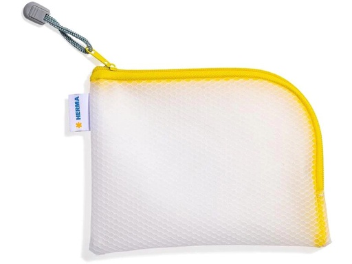 [90218864 1316977] HERMA Etui Mesh Bag A6, 10.5 x 14.8 cm, Gelb/Weiss