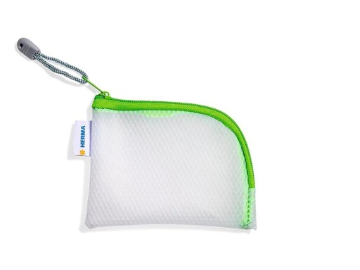 [90218908 1316982] HERMA Etui Mesh Bag A7, 7.4 x 10.5 cm, Grün/Weiss