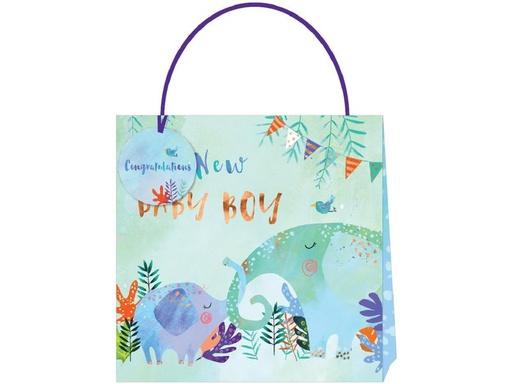[90219514 1324389] Cart Geschenktasche Blau Baby Boy Elephant 1 Stück, Mehrfarbig