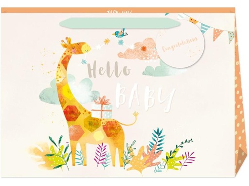 [90219550 1324390] Cart Geschenktasche Hello Baby Giraffe 1 Stück, Mehrfarbig