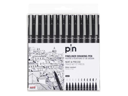 [90035370 860781] Uni Fineliner PIN Etui, 12 Stück