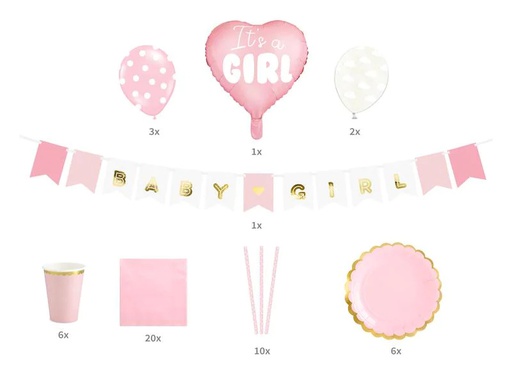 [90220056 1269815] Partydeco Partyset Its a girl 7-teilig, Rosa