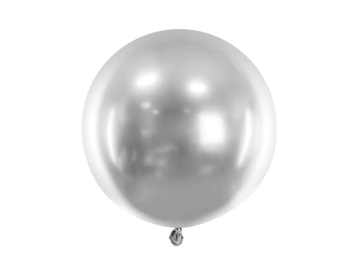 [90220080 1279880] Partydeco Luftballon Rund Glossy 60 cm, Silber