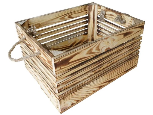 [90220122 1311051] Holz Zollhaus Holzharasse mit Kordel Geflammt, 30 x 38 cm