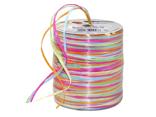 [90220131 1319001] Pattberg Geschenkband Raffia Multi 50 m, Orange/Blau/Grün/Rosa