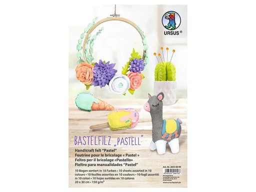 [90220155 1325760] URSUS Bastelfilz Pastell 150 g/m² , 20 x 30 cm, 10 Blatt