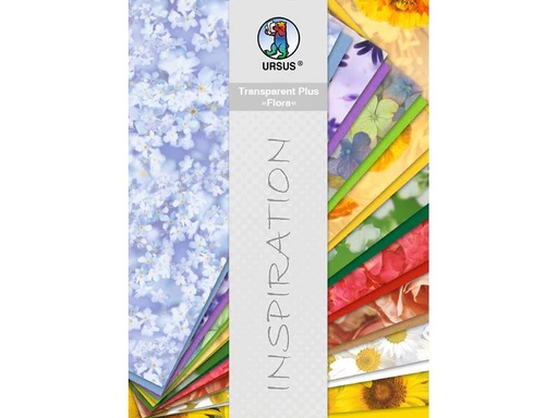 [90220183 1325761] URSUS Transparentpapier Flora A4, 115 g/m²,  18 Stück, Mehrfarbig