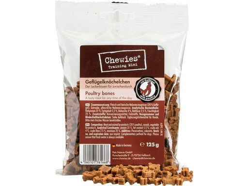 [90220258 1319630] Chewies Leckerli Training Mini Geflügelknöchelchen, 125 g