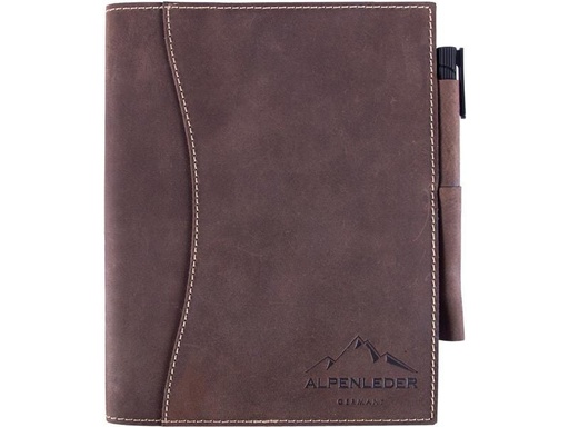 [90220338 1328668] Alpenleder Notizbuch Schiller A5, liniert, Büffelleder braun