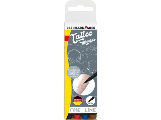 [90220511 1207294] Eberhard Faber Tattoostift One Line 4 Stück, Mehrfarbig