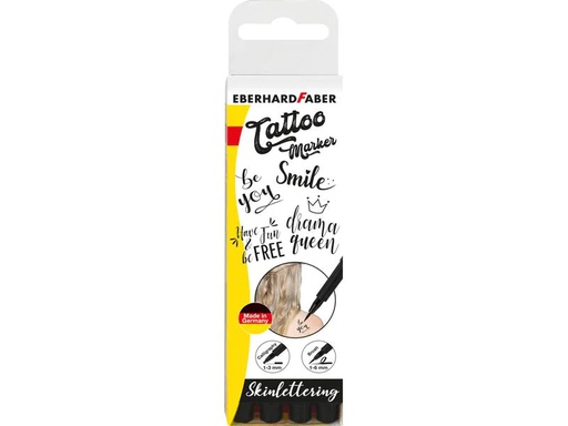 [90220569 1207295] Eberhard Faber Tattoostift Skinlettering 4 Stück, Schwarz