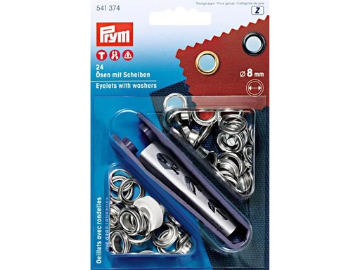 [90035531 1087998] Prym Ösen + Scheiben 8 mm, Silber, 24 Stück
