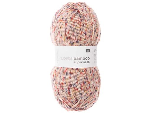 [90035680 1156827] Rico Design Wolle Bamboo für Socken 4-fädig, 100 g, Konfetti Natur