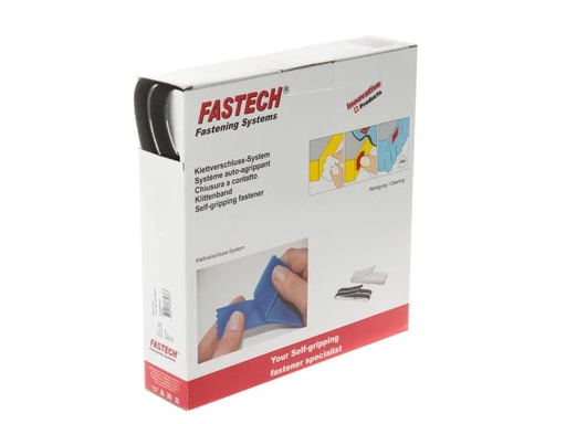 [90035697 356098] FASTECH Klettband-Box 20 mm x 25 m selbstklebend, Schwarz