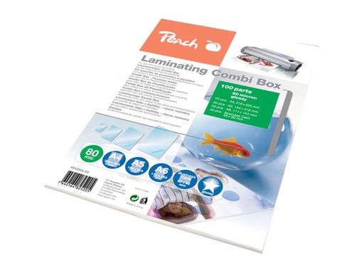[90035908 543945] Peach Laminierfolie Set A4/A5/A6/VK, 80 µm, 100 Stück, Glänzend