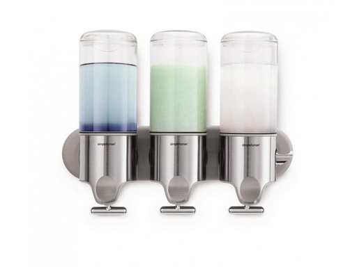 [90035931 431677] Simplehuman Dreifachspender 444 ml, Silber/Transparent