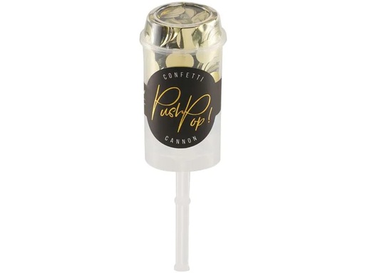 [90222102 1330485] Partydeco Konfettikanone Push-Pop Ø 15 mm, 1 Stück, Gold