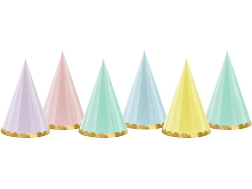 [90222273 1330540] Partydeco Partyhüte Yummy pastellfarbig, 16 x 10 cm, 6 Stück