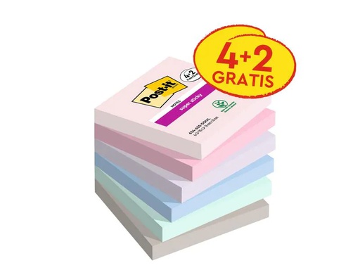 [90222414 1346153] Post-it Notizzettel Super Sticky Promotion 7.6 x 7.6 cm, 6 Blöcke