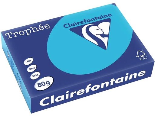 [90222480 1333047] Clairefontaine Kopierpapier Trophée A4, 80 g/m², Wasserblau, 500 Blatt