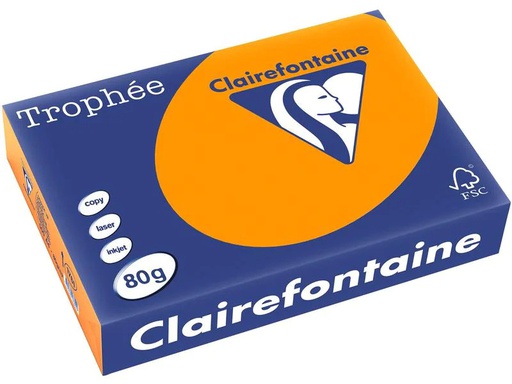 [90222516 1333041] Clairefontaine Kopierpapier Trophée A4, 80 g/m², Korallenrot, 500 Blatt