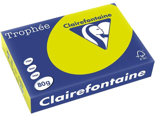 [90222578 1333052] Clairefontaine Kopierpapier Trophée A3, 80 g/m², Neongelb, 500 Blatt