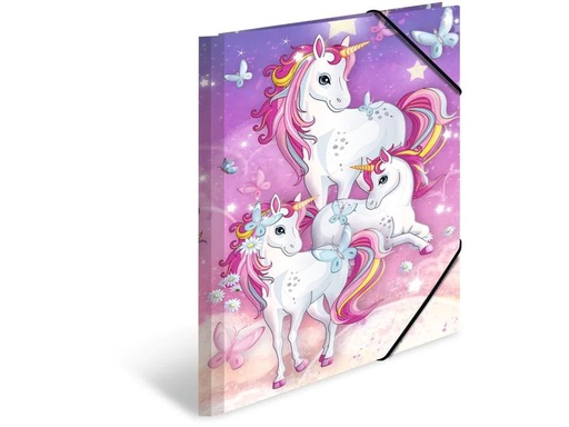 [90222620 1316924] HERMA Gummibandmappe Einhorn A4, Mehrfarbig/Rosa