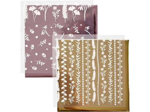 [90036159 1145183] Creativ Company Folie Transferblatt 15 x 15 cm, 2 Stück, Bordeaux/Gold