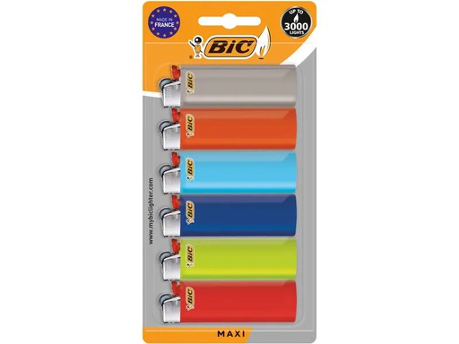 [90222890 1344971] BIC Reibradfeuerzeug J26 Maxi, 6er Pack