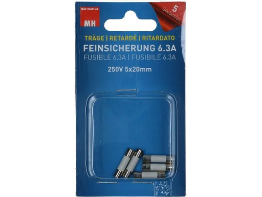 [90223509 1330763] Max Hauri Schmelzsicherung 5 x 20 mm Träge 6.3 A, 5 Stück