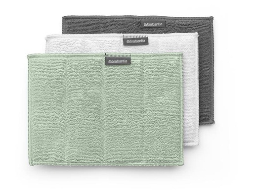 [90223588 1341785] Brabantia Mikrofaser-Reinigungstuch 3 Stück, Grau/Hellgrün/Weiss