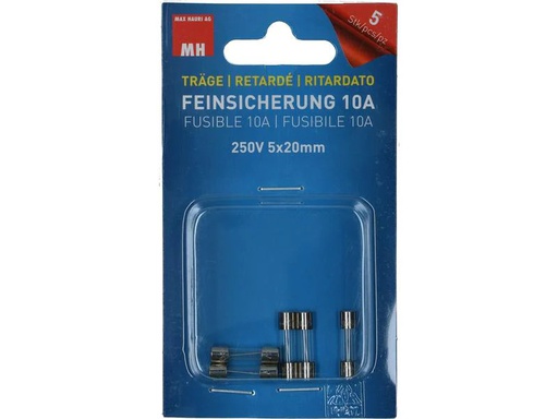 [90223593 1330762] Max Hauri Schmelzsicherung 5 x 20 mm Träge 10 A, 5 Stück