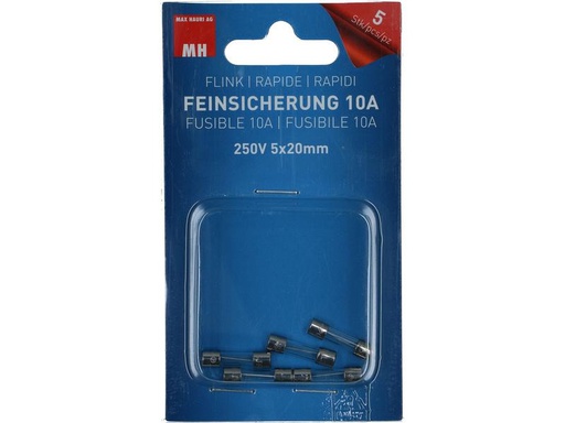 [90223766 1330765] Max Hauri Schmelzsicherung 5 x 20 mm Flink 10 A, 5 Stück