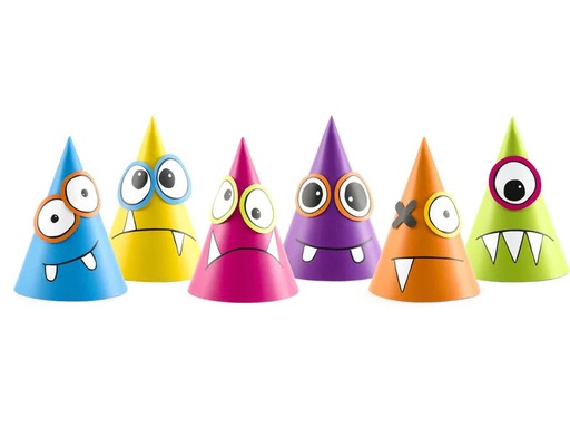 [90224090 1330545] Partydeco Partyhüte Monster Mehrfarbig, 16 x 10 cm, 6 Stück