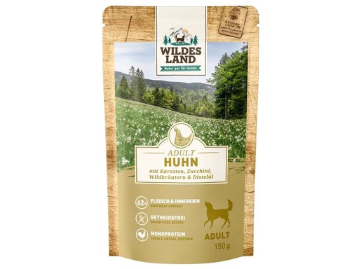[90224310 1348559] Wildes Land Nassfutter Huhn mit Karotten, Zucchini &amp; Wildkräutern 8x150g