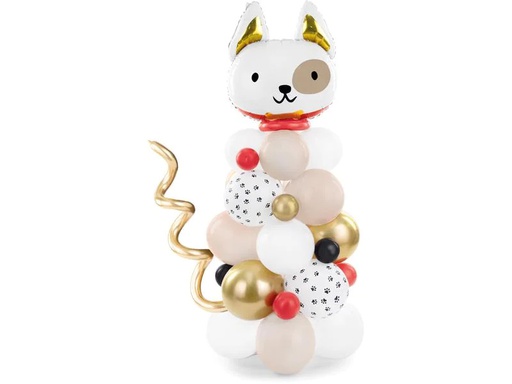 [90224335 1330479] Partydeco Luftballon Hund Gold/Weiss, 83 x 140 cm, 13-teilig