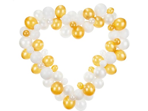 [90224390 1330470] Partydeco Luftballon Herz Gold/Weiss, 166 x 160 cm, 68 Ballons