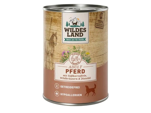 [90224603 1348506] Wildes Land Nassfutter Pferd mit Süsskartoffeln &amp; Wildkräutern 400 g