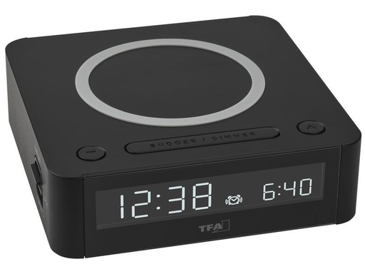 [90224771 1348912] TFA Dostmann Digitalwecker Easy Charge Schwarz