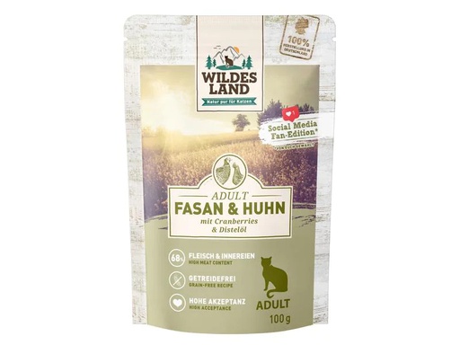 [90224938 1349873] Wildes Land Nassfutter Adult Fasan &amp; Huhn 100 g