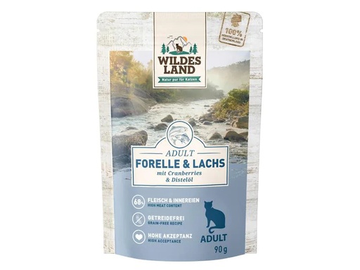 [90224939 1349874] Wildes Land Nassfutter Adult Forelle &amp; Lachs 90 g