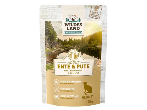 [90224944 1349878] Wildes Land Nassfutter Adult Ente &amp; Pute 100 g