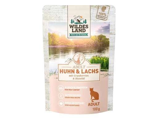 [90224946 1349881] Wildes Land Nassfutter Adult Huhn &amp; Lachs 100 g