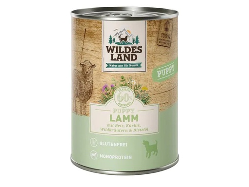 [90224950 1348507] Wildes Land Nassfutter Puppy Lamm &amp; Kürbis &amp; Reis 400 g