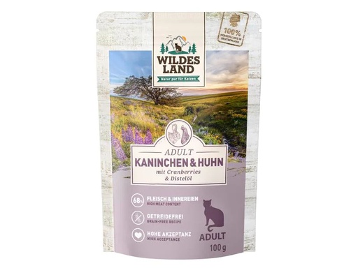 [90224952 1349879] Wildes Land Nassfutter Adult Kaninchen &amp; Huhn 100 g