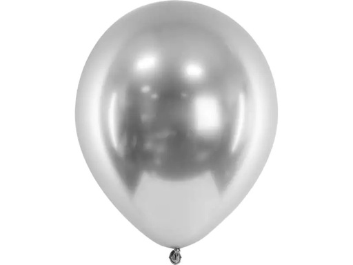 [90225733 1330514] Partydeco Luftballon Glossy Silber, Ø 30 cm, 10 Stück