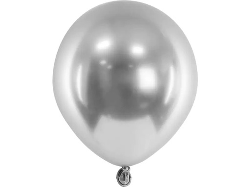[90225809 1330511] Partydeco Luftballon Glossy Silber, Ø 12 cm, 50 Stück