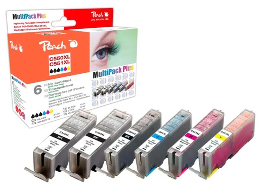 [90037289 260249] Peach Tintenset Canon PGI-550 / CLI-551 C, M, Y, 3x BK