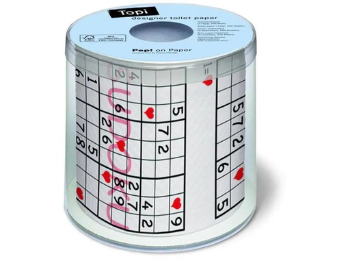 [90037462 541363] Paper + Design Toilettenpapier Sudoku 1 Rollen, 3-lagig, Mehrfarbig