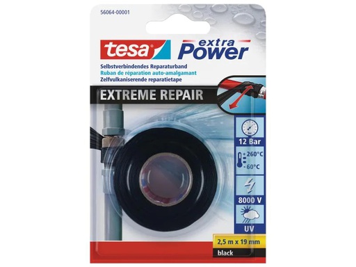 [90037530 339049] tesa Dichtungsband Extreme Repair 2.5 m x 19 mm Schwarz